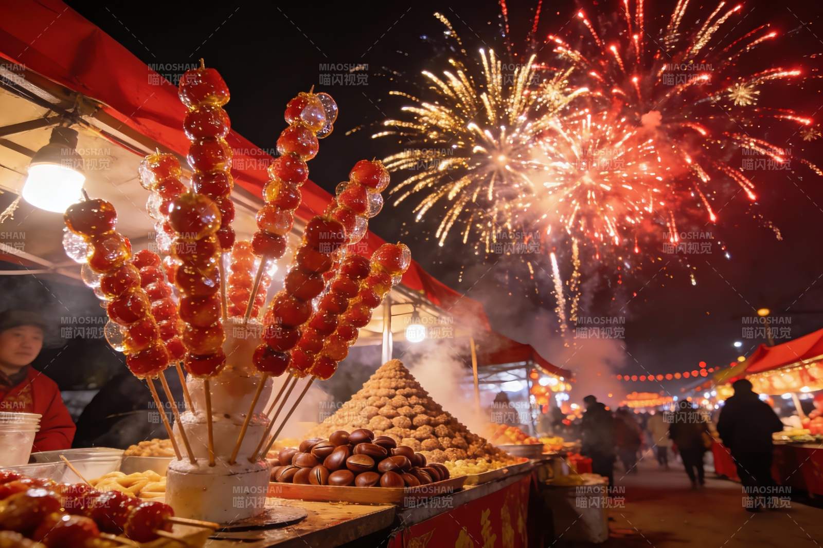 夜市烟火节庆美食摊图片