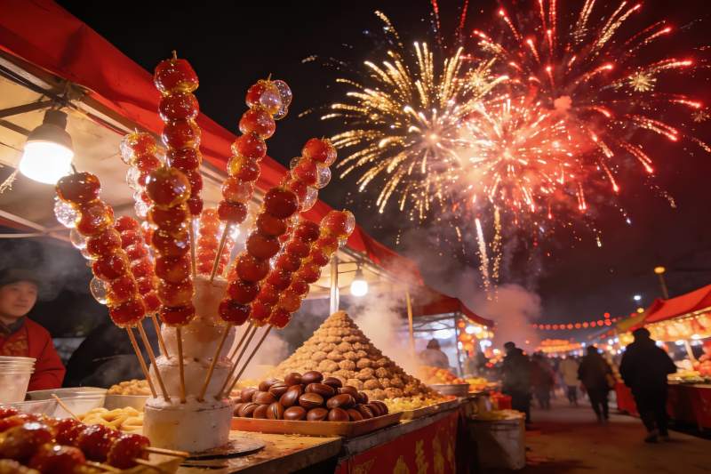 夜市烟火节庆美食摊图片