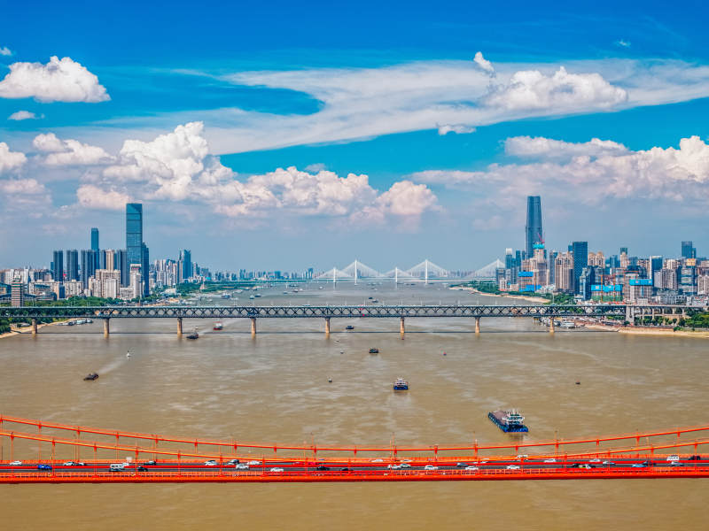 城市天际线与大桥图片