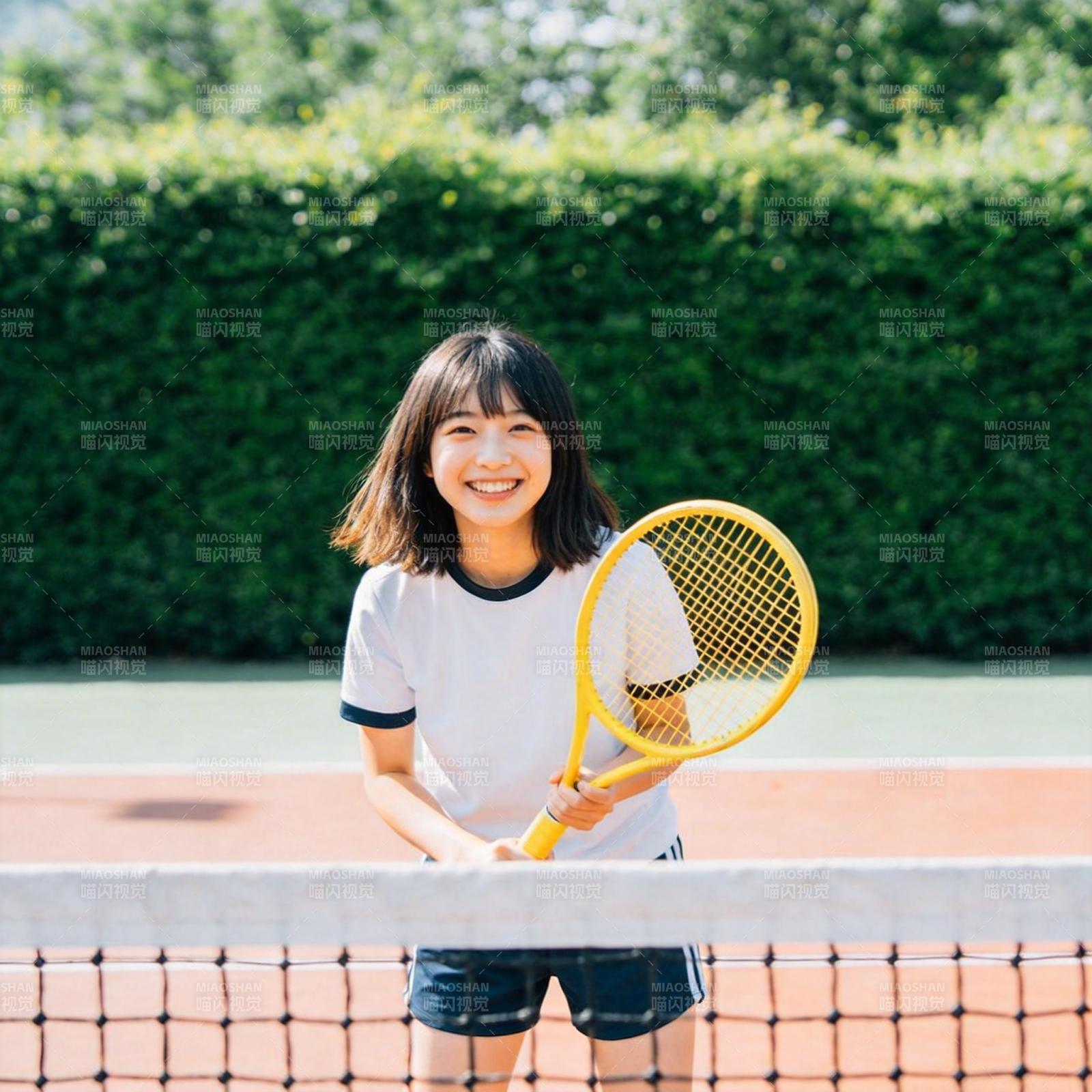网球少女微笑图片