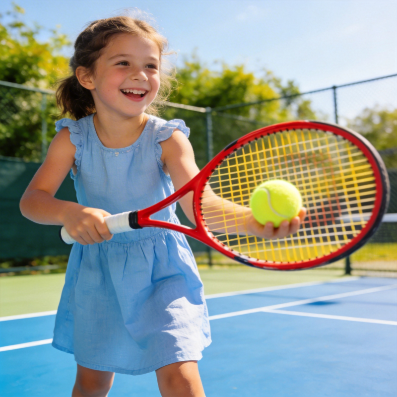 小女孩打网球图片