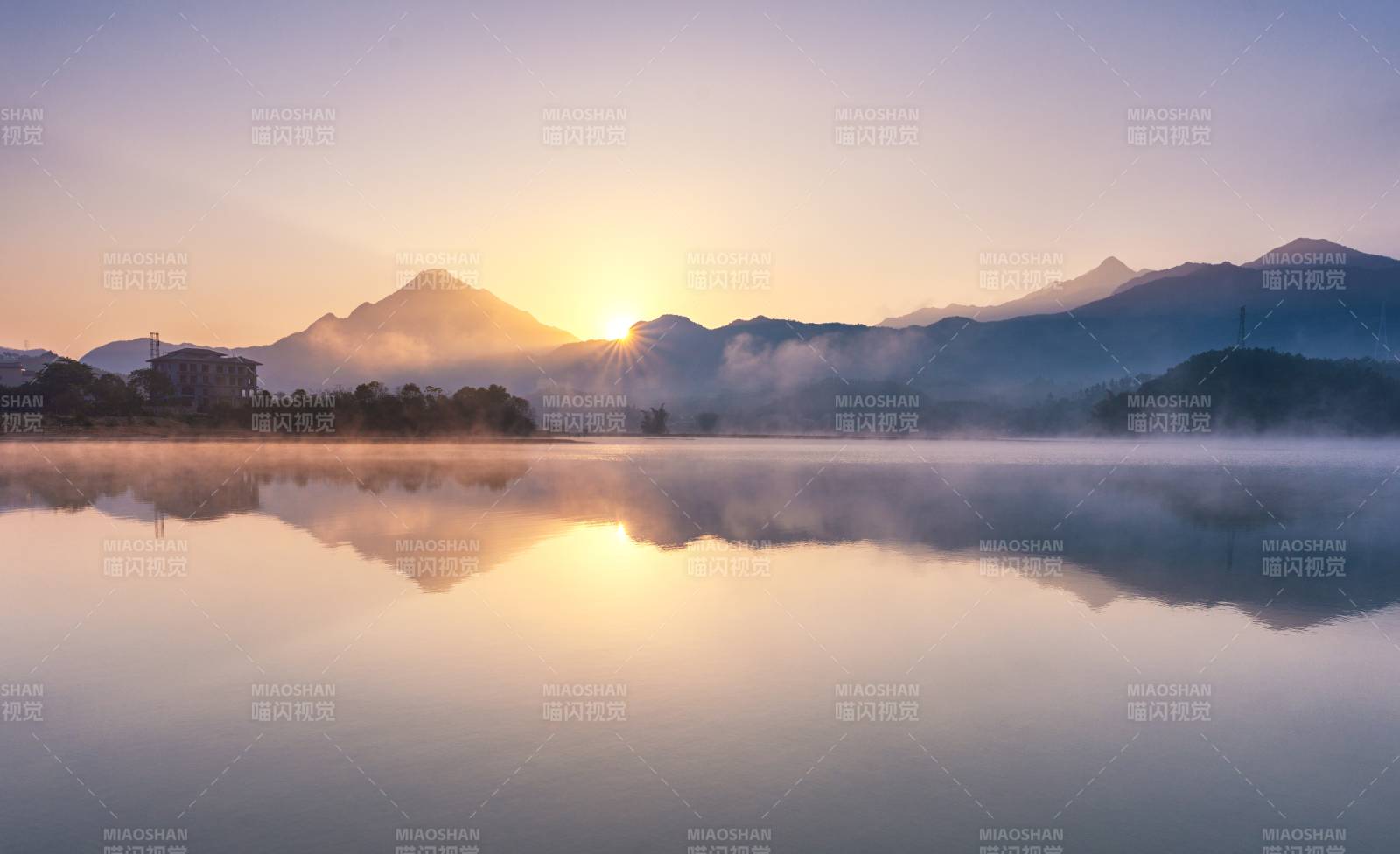 湖光山色晨曦美图片
