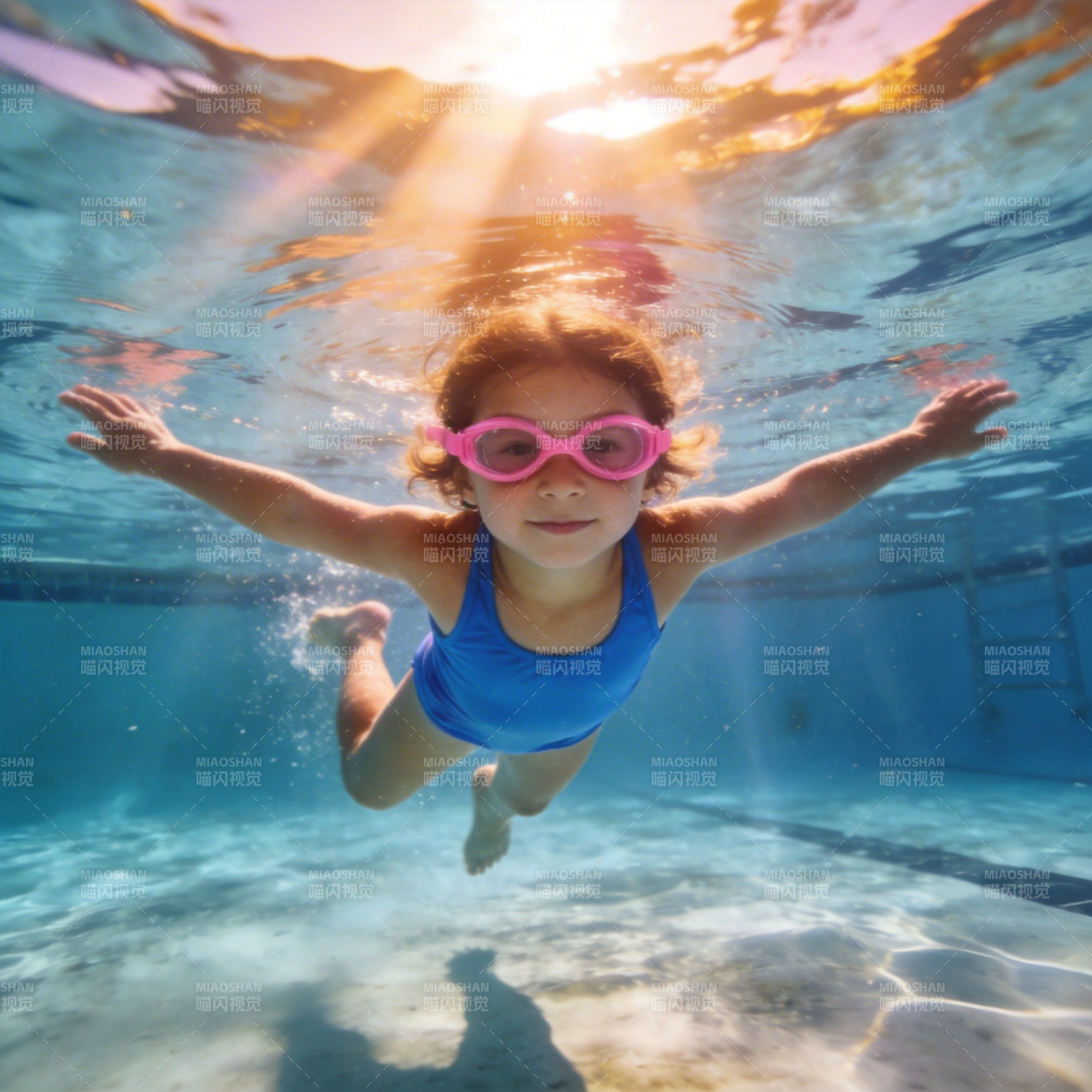 水下嬉戏的小女孩图片