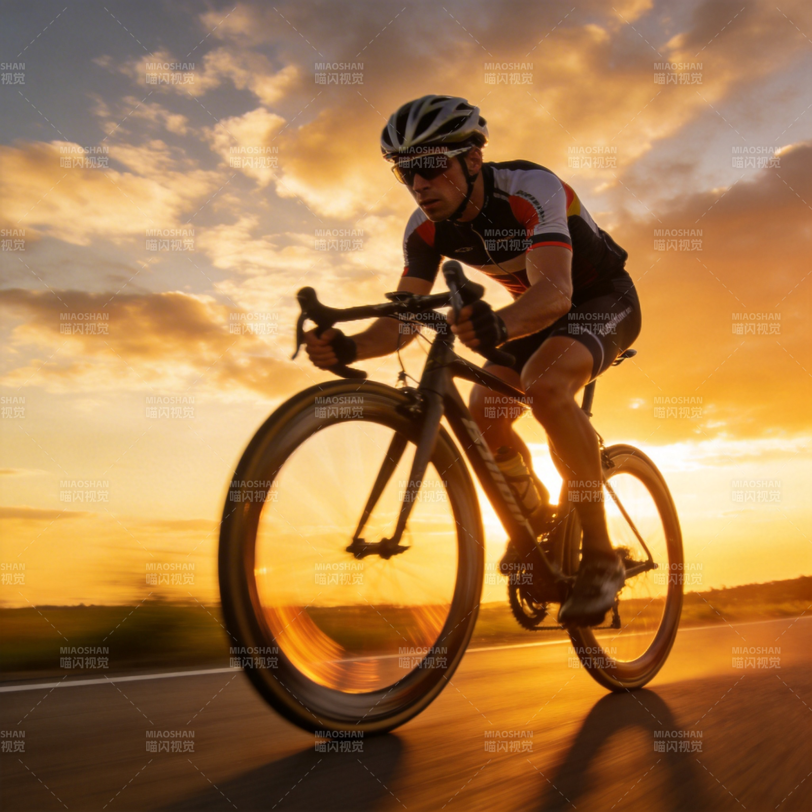 夕阳下的骑行者图片