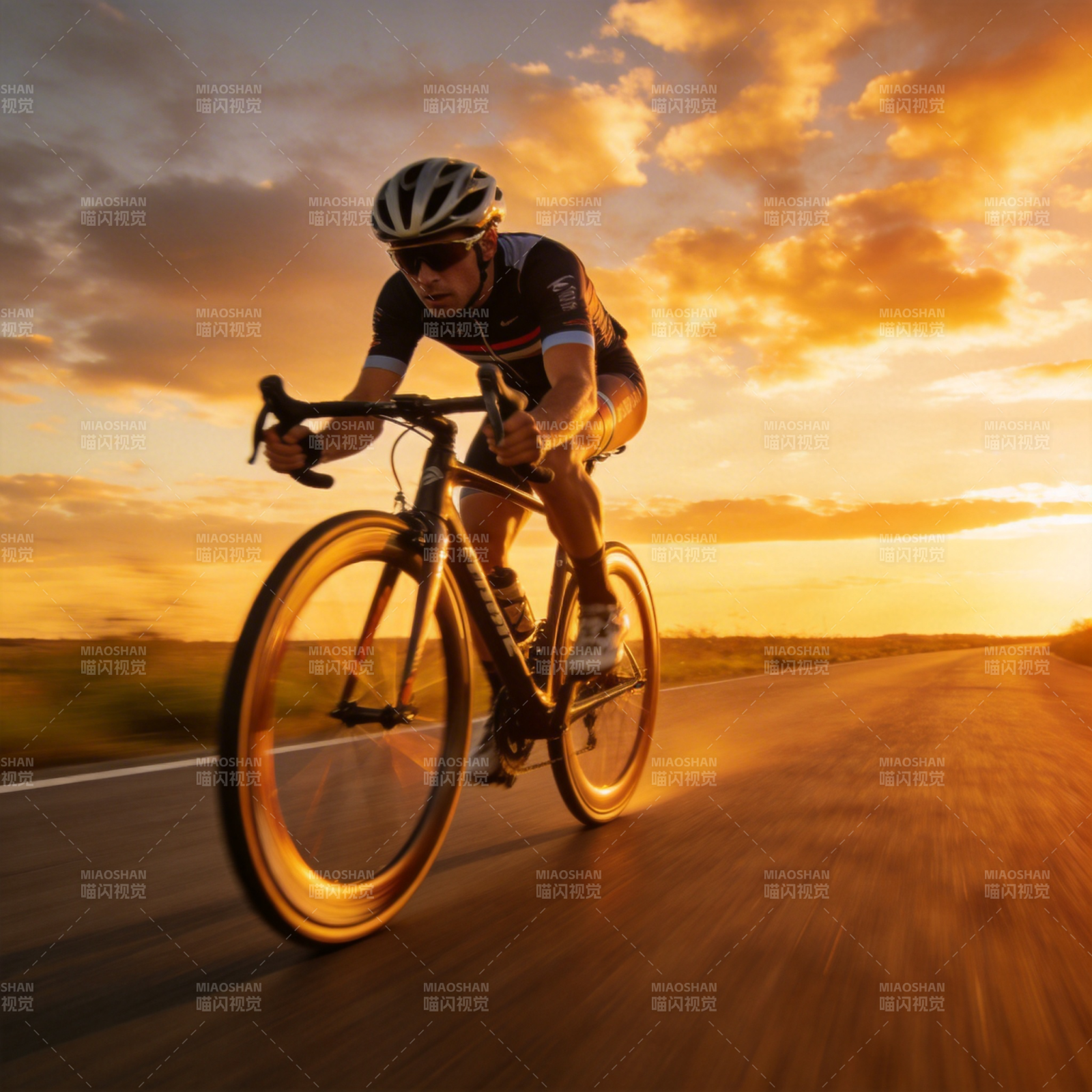 夕阳下的骑行者图片