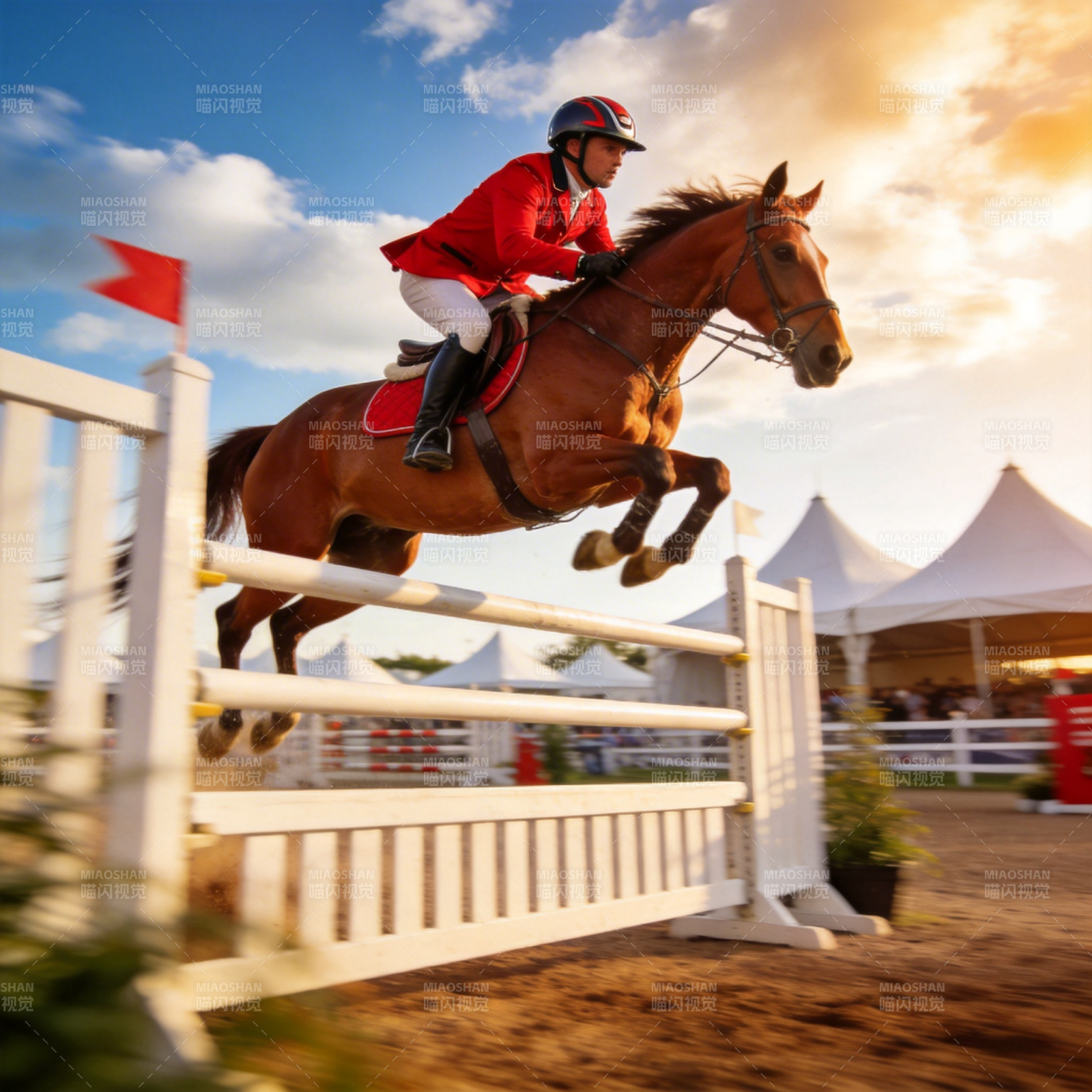 飞跃障碍 马术精彩瞬间图片