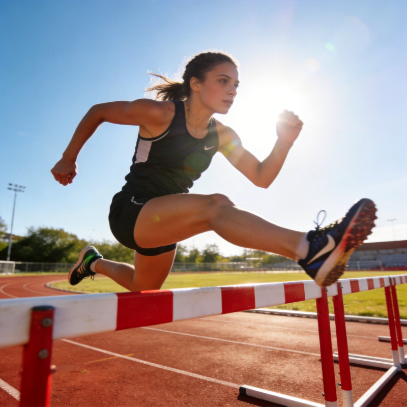 跨栏运动员跃过障碍图片