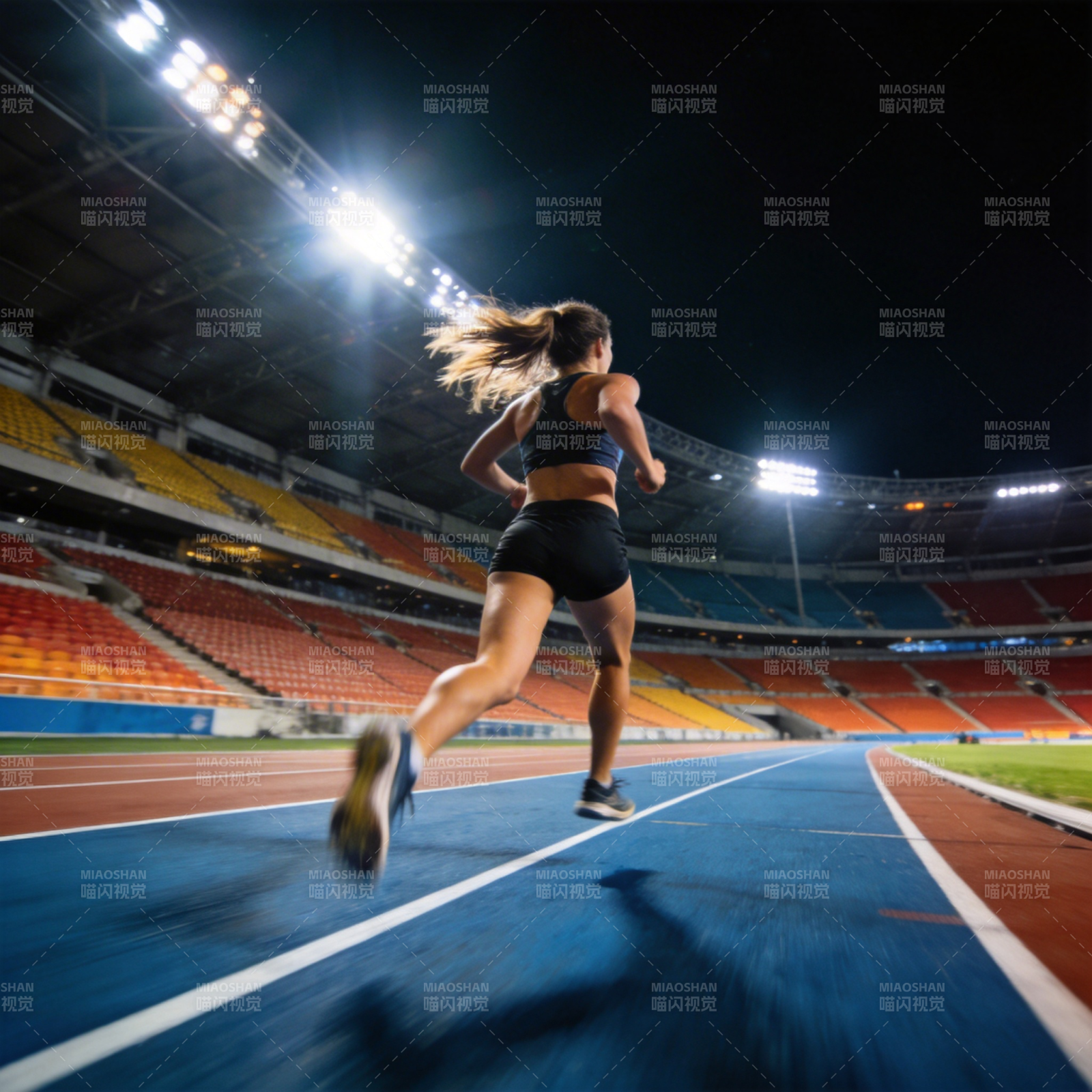 夜跑赛道上的身影图片