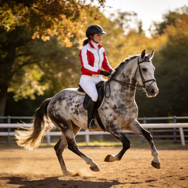 骑手与斑点马驰骋图片