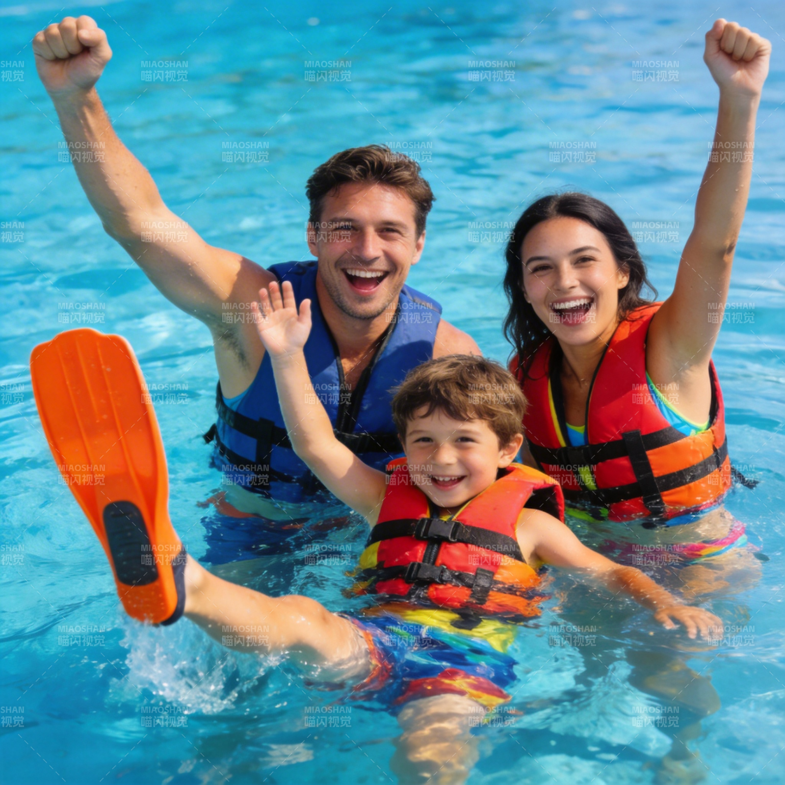 欢乐泳池一家亲图片