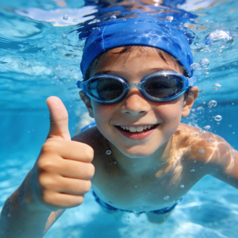 水下微笑的小泳者图片