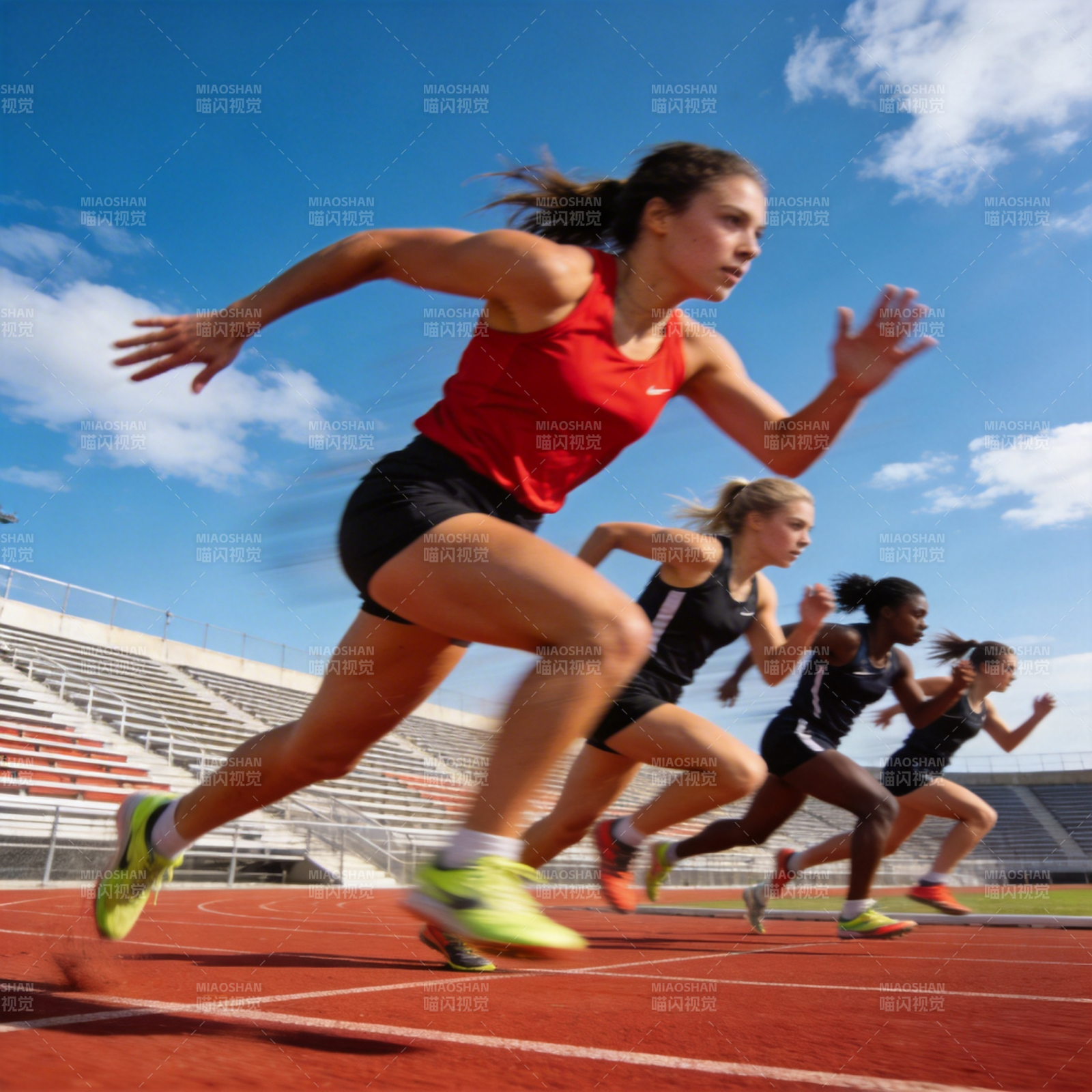 田径赛冲刺瞬间图片