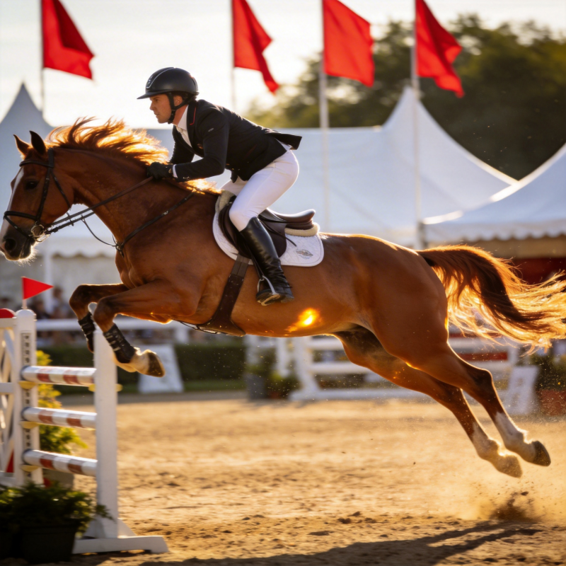 骏马飞跃障碍图片
