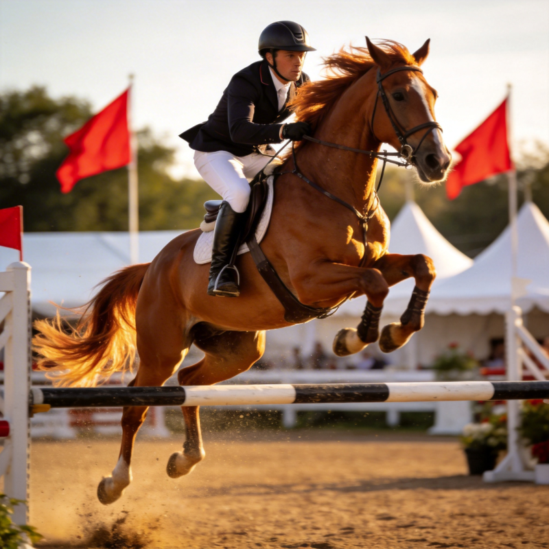 骏马飞跃障碍图片