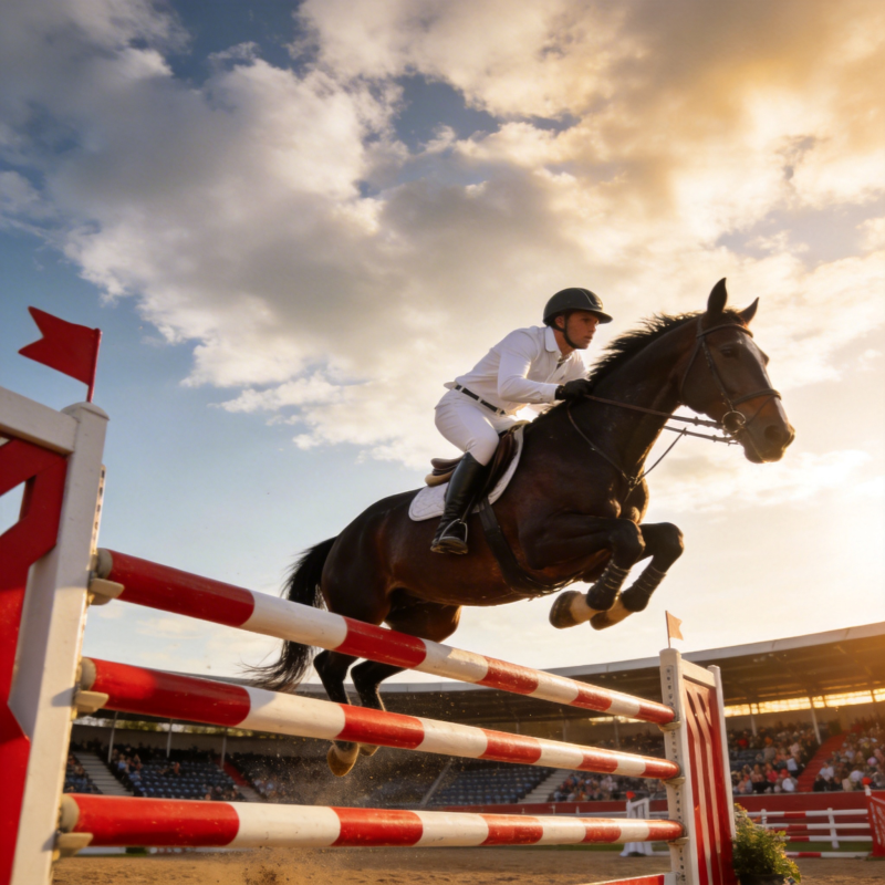 骏马飞跃障碍图片