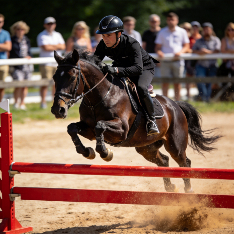 骏马飞跃障碍图片