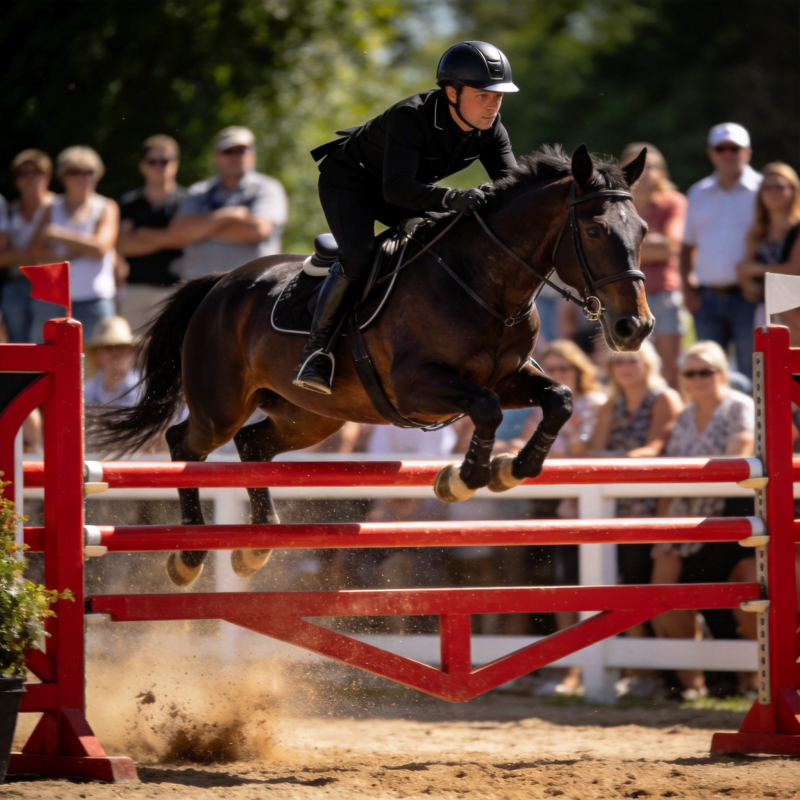 骏马飞跃障碍图片