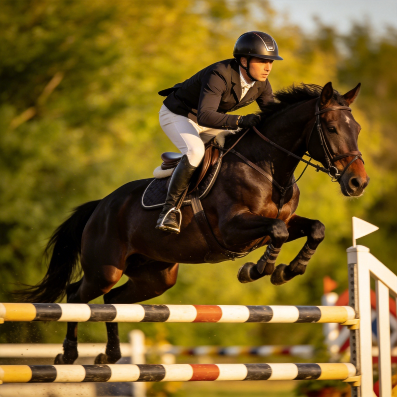 飞跃障碍的骑手图片