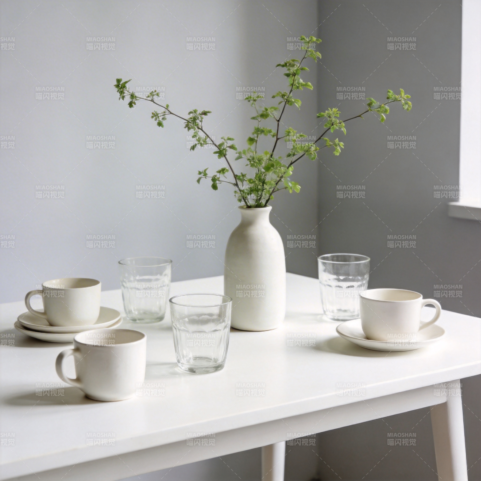 简约茶席静物图片