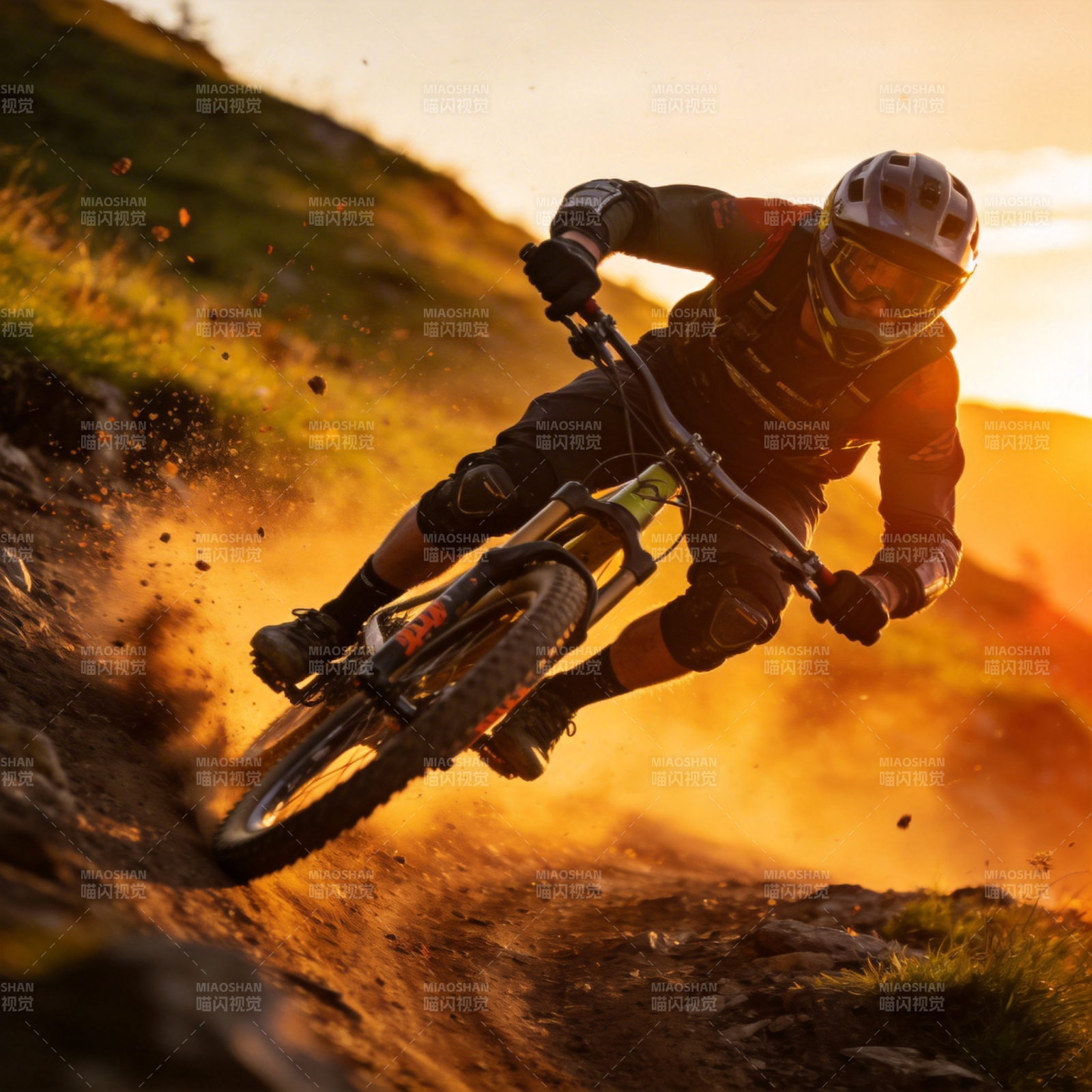 山地骑行疾驰瞬间图片