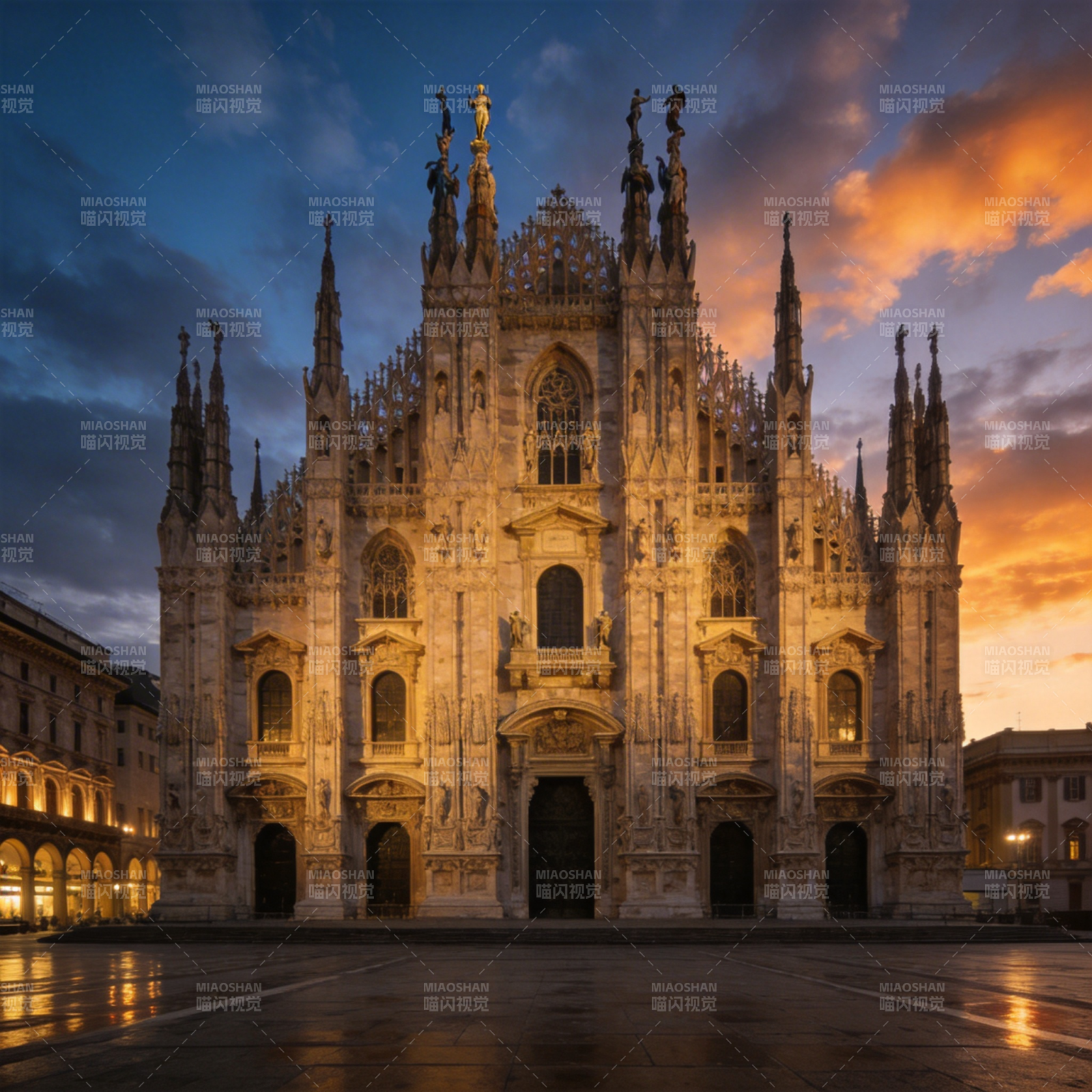 米兰大教堂暮色图片
