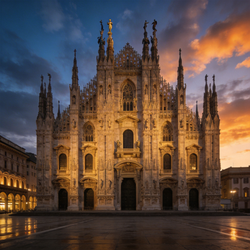 米兰大教堂暮色图片