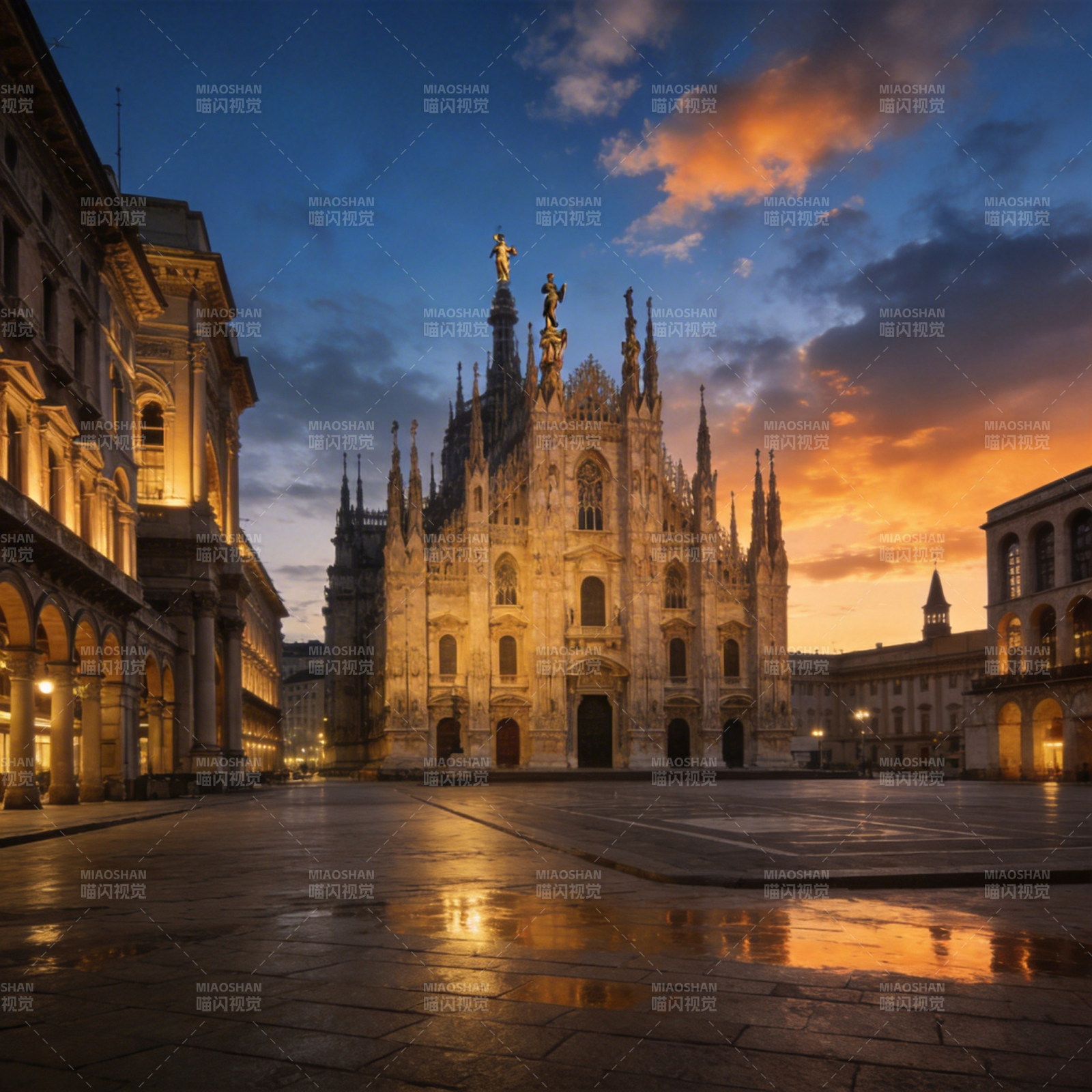 米兰大教堂暮色图片