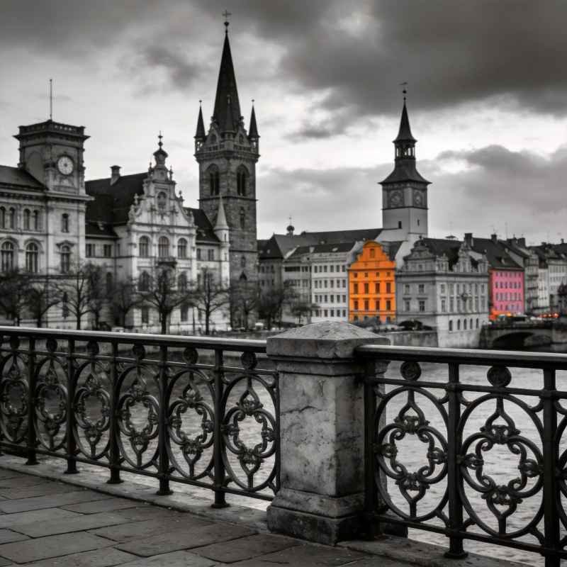 城市古桥风光图片