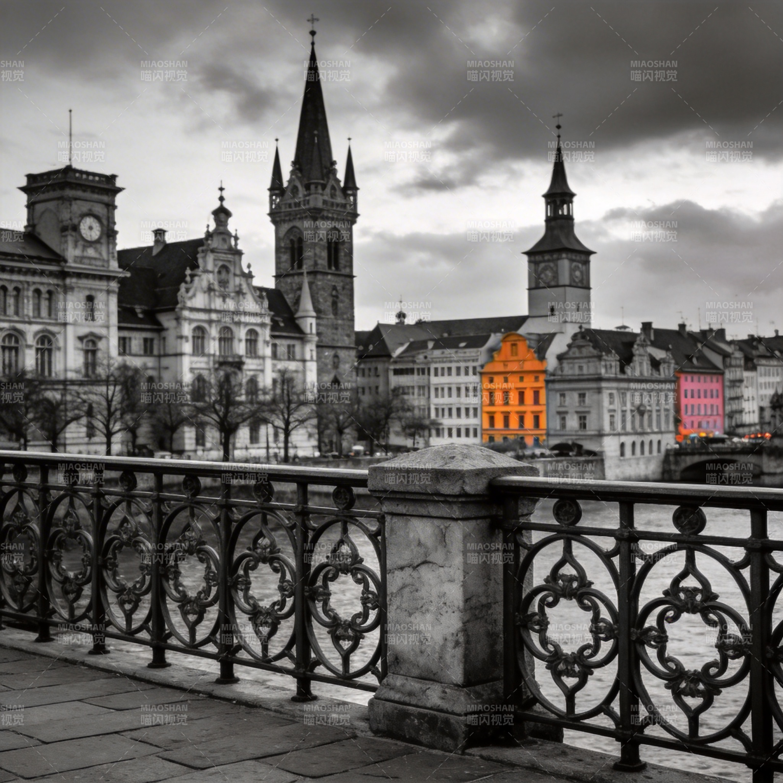 城市古桥风光图片