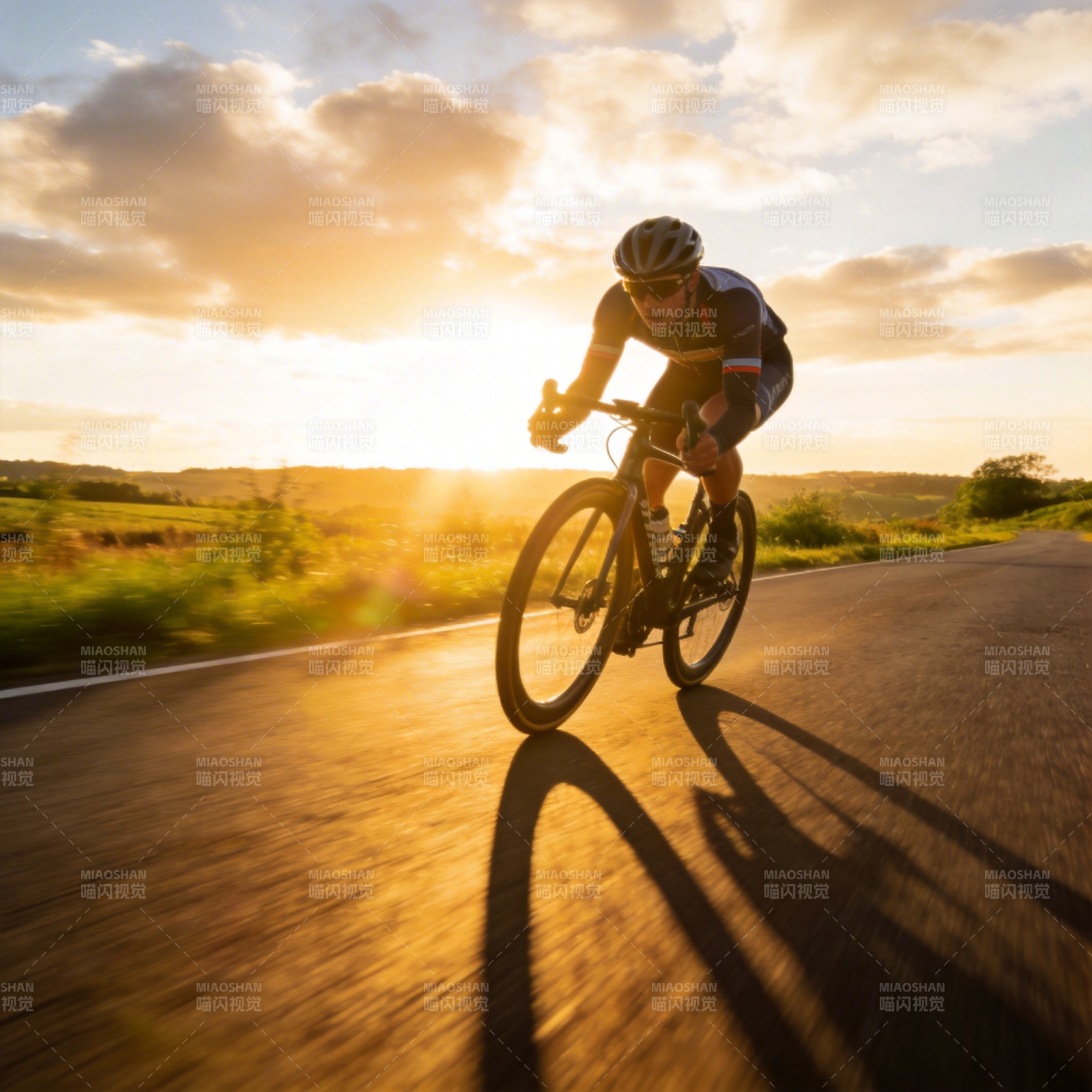 夕阳下的骑行者图片