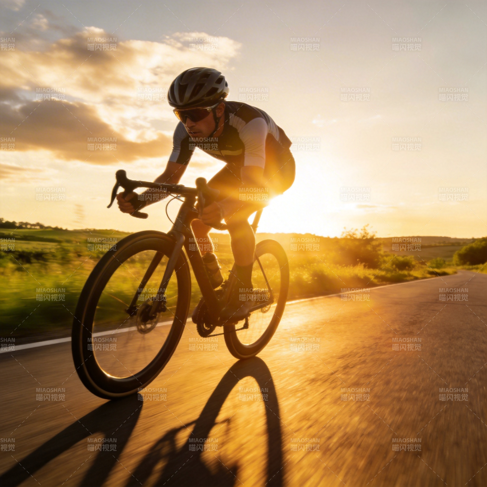 夕阳下的骑行者图片