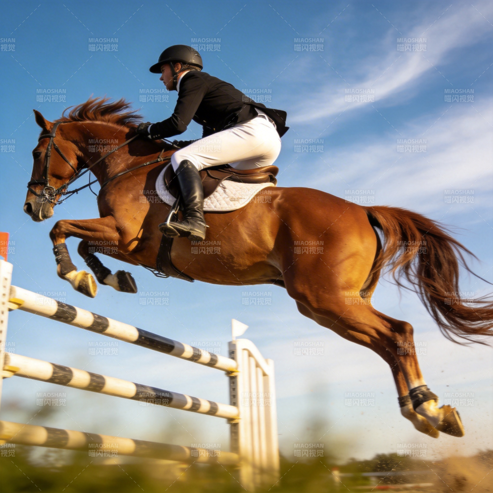 骏马飞跃障碍图片