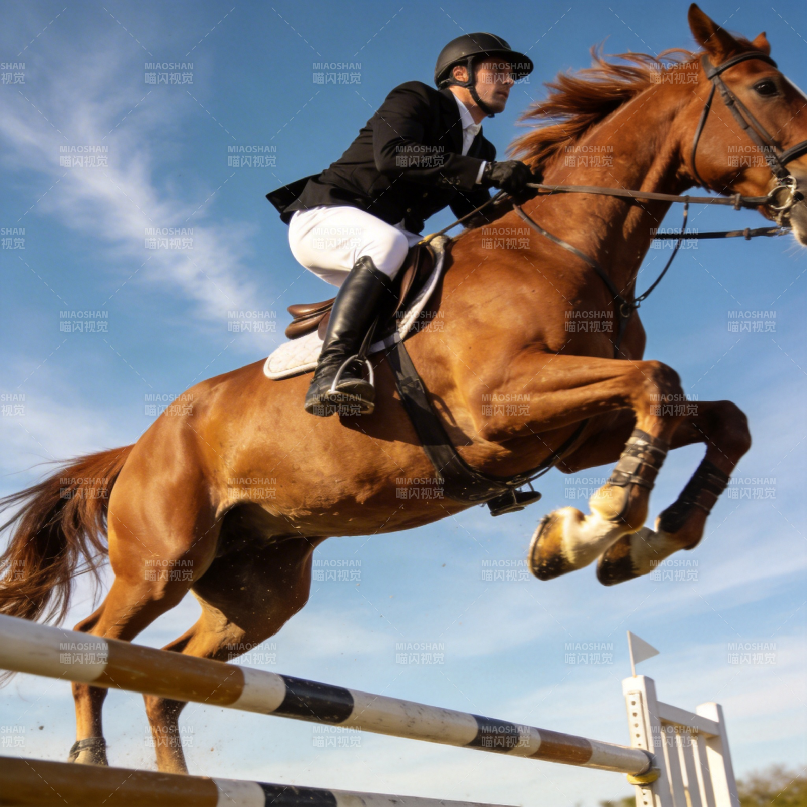 骏马腾跃 骑手英姿图片