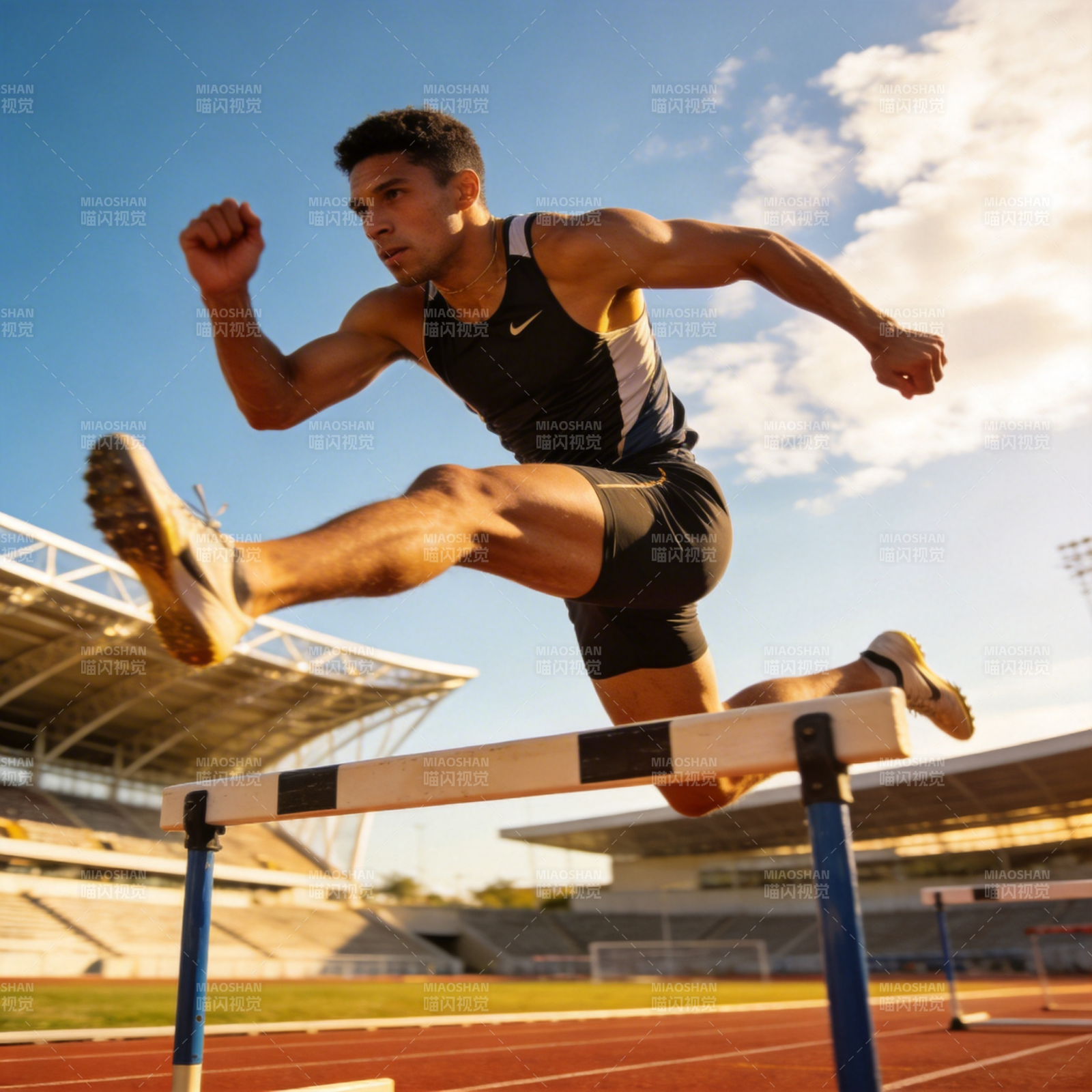 跨栏健将腾跃瞬间图片