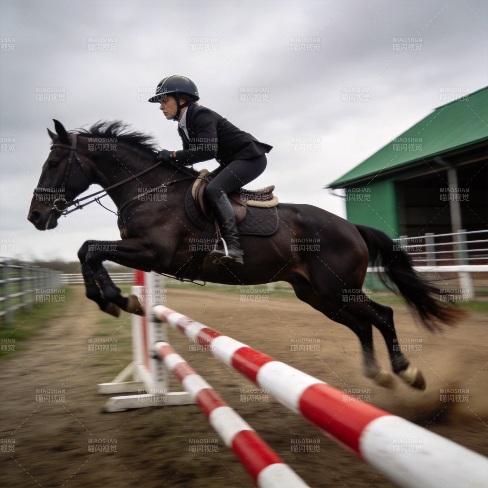 骏马飞跃障碍图片