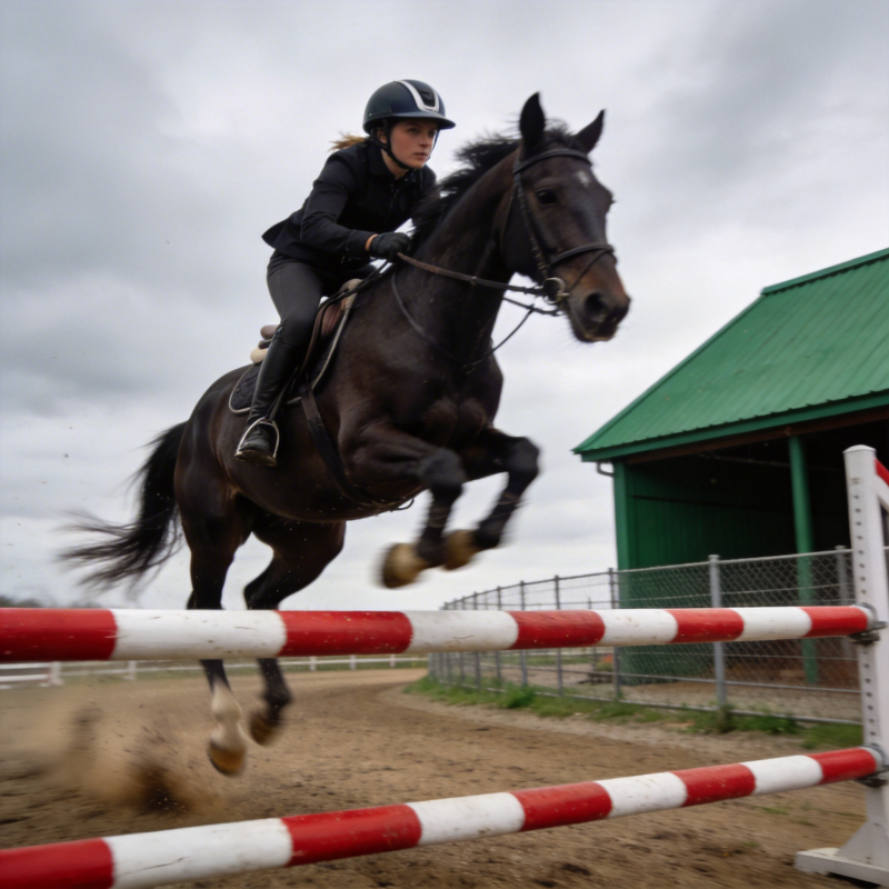 骏马飞跃障碍图片