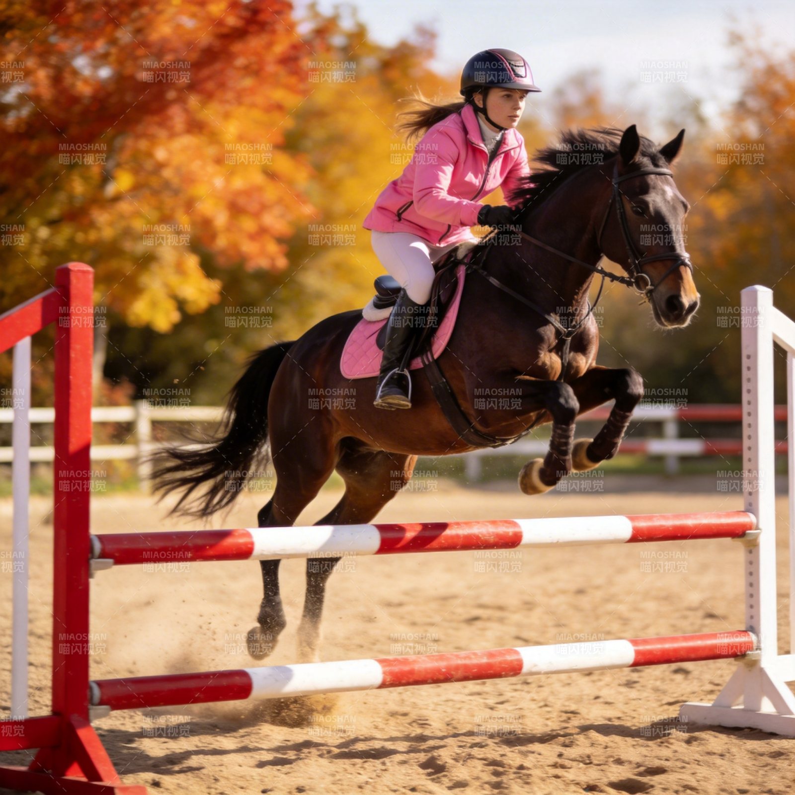 骑手跃马跨栏图片