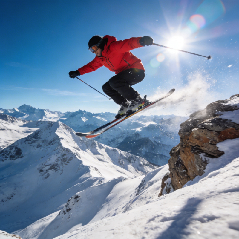 雪峰飞跃 激情滑雪图片