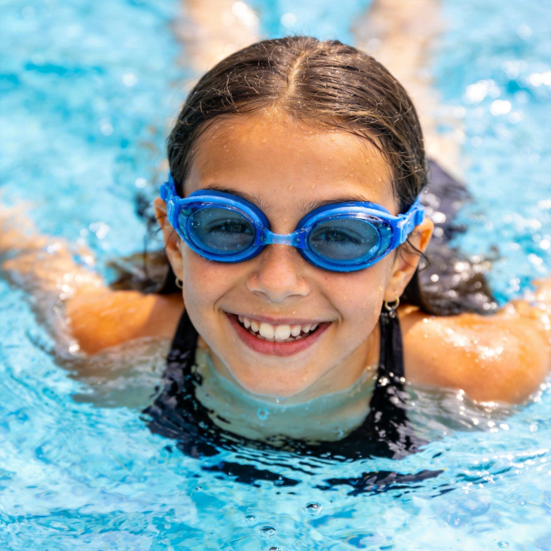 泳池中的快乐笑容图片