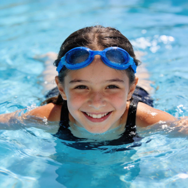 泳池中的微笑女孩图片