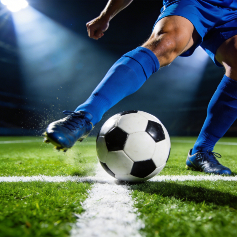 足球运动员踢球瞬间图片