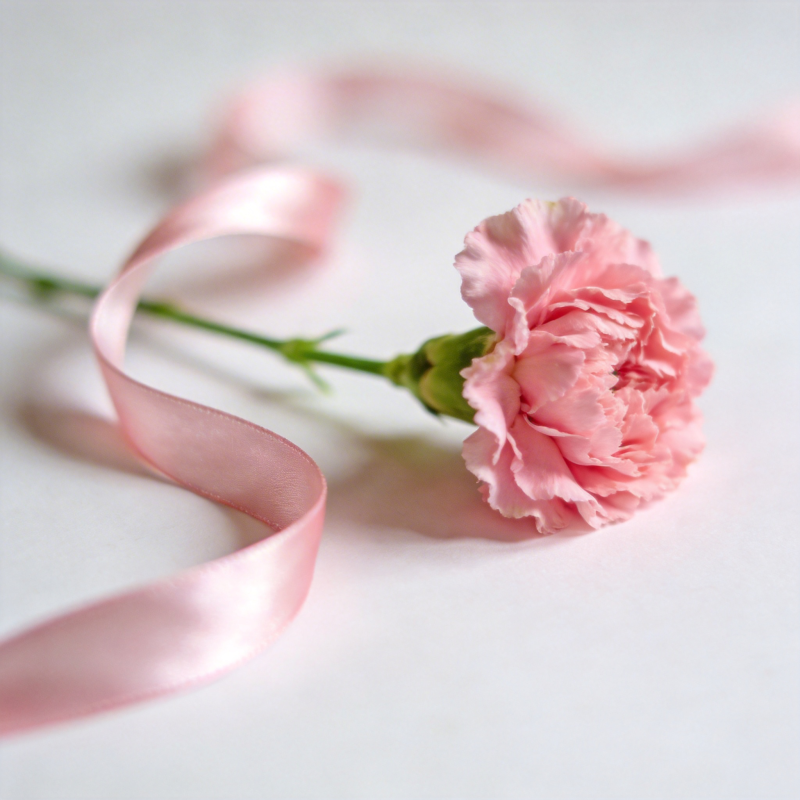 粉红康乃馨与丝带图片