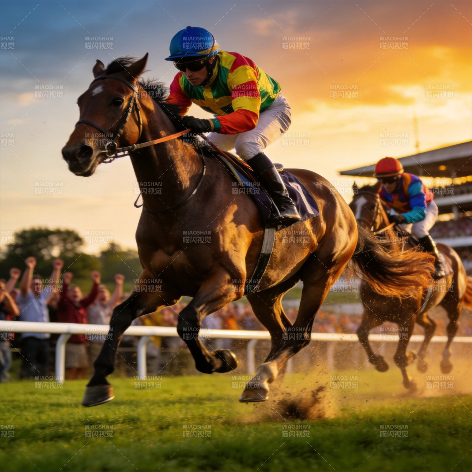 赛马冲刺瞬间图片