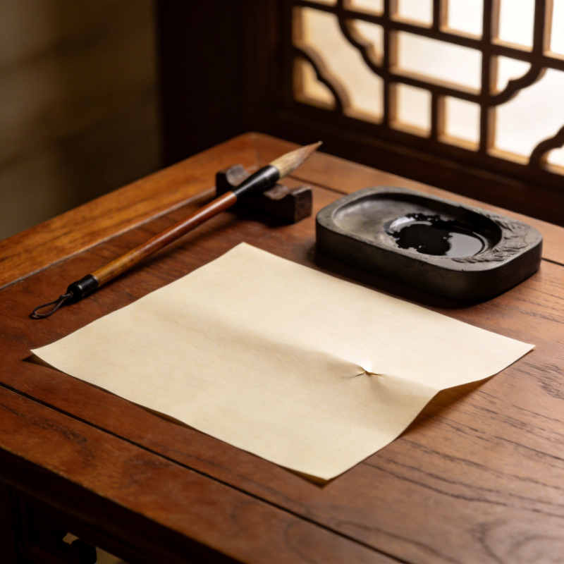 文房四宝静置桌图片