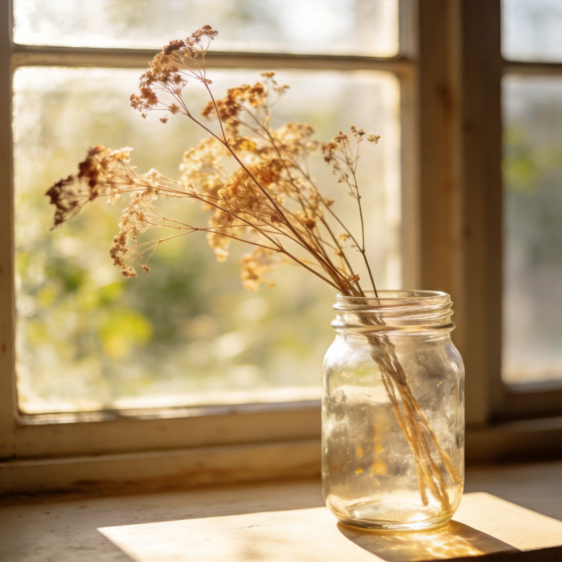 窗边干花静谧时光图片