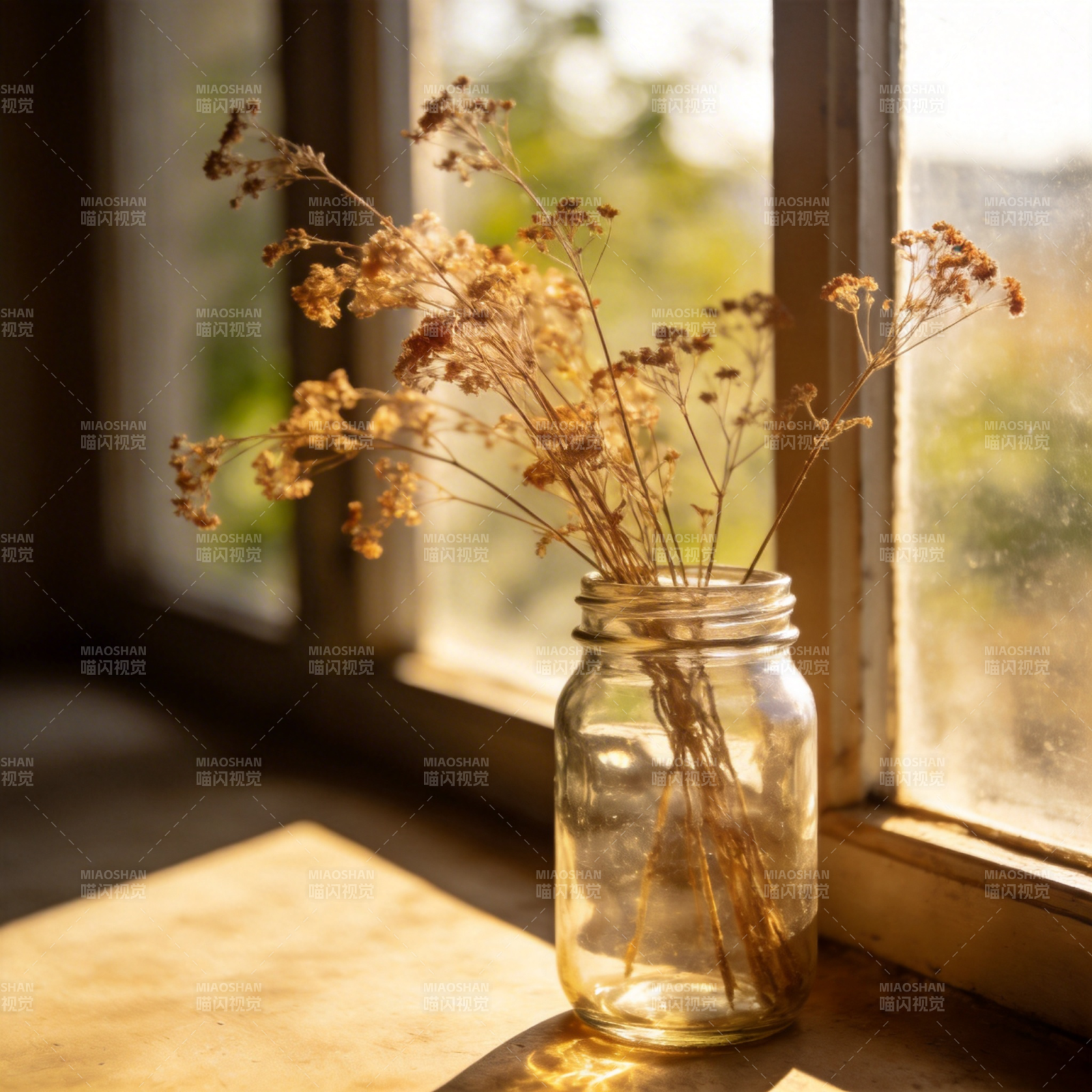 窗边干花静谧时光图片