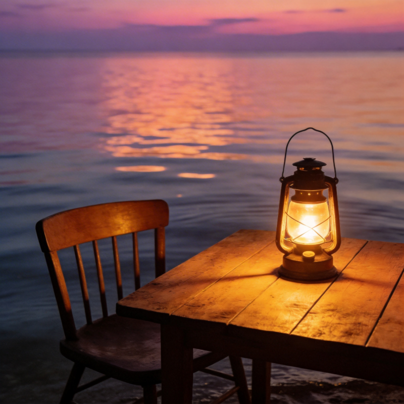 灯下海景黄昏图片