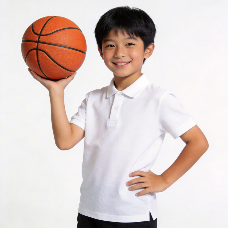 少年持篮球微笑图片