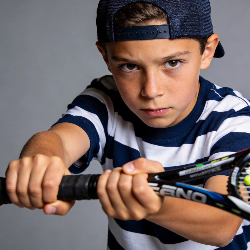 少年专注打网球图片