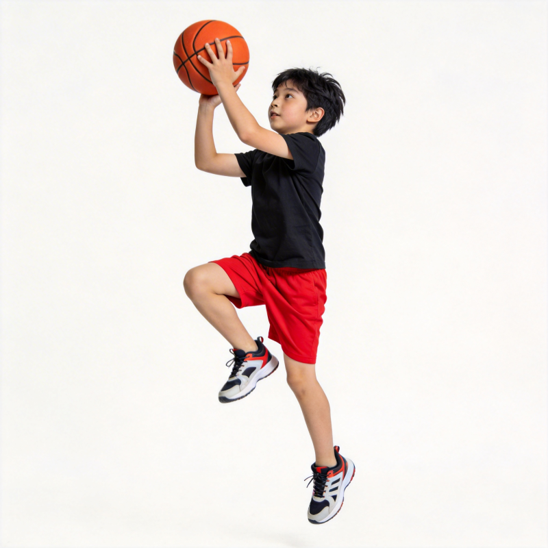 少年跃起投篮瞬间图片